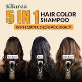 Kilarca 5 in 1 Dark Brown Hair Color Shampoo 200 ML