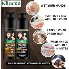 Kilarca 5-in-1 Hair Color Shampoo 200ml – Dark Brown, Black & Light Brown | Ammonia-Free | Kilarca