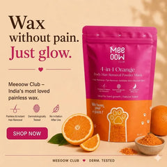 Meeoow Club Orange Body Wax Powder 100g – 10-Minute Painless Hair Removal | No Strips Needed | Kilarca