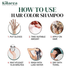 Kilarca 5-in-1 Hair Color Shampoo 200ml – Dark Brown, Black & Light Brown | Ammonia-Free | Kilarca