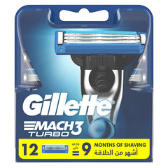 Gillette Mach3 Turbo Men’s Razor Blade Refills 12 cartiages