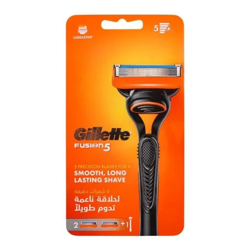 Gillette Fusion5 Razor Men 5 Blade Manual Razor 1 Handle and 2 Blade Refills Black