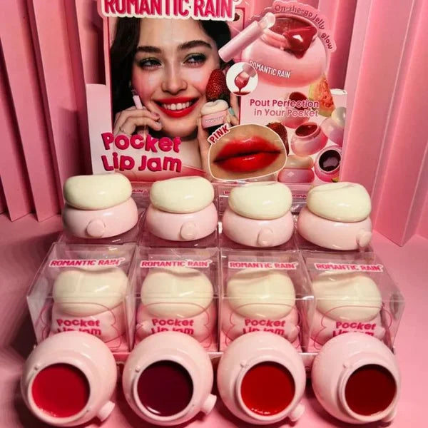 Romantic Rain Pocket Lip Jam – Pack of 4 Shades | Glossy, Hydrating & Long-Lasting | Kilarca