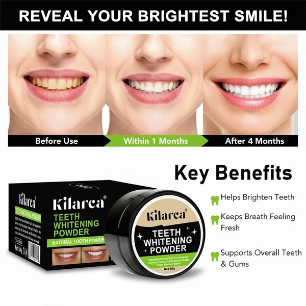 Teeth Whitening Powder 60g – Remove Coffee, Tea & Smoke Stains | Kilarca