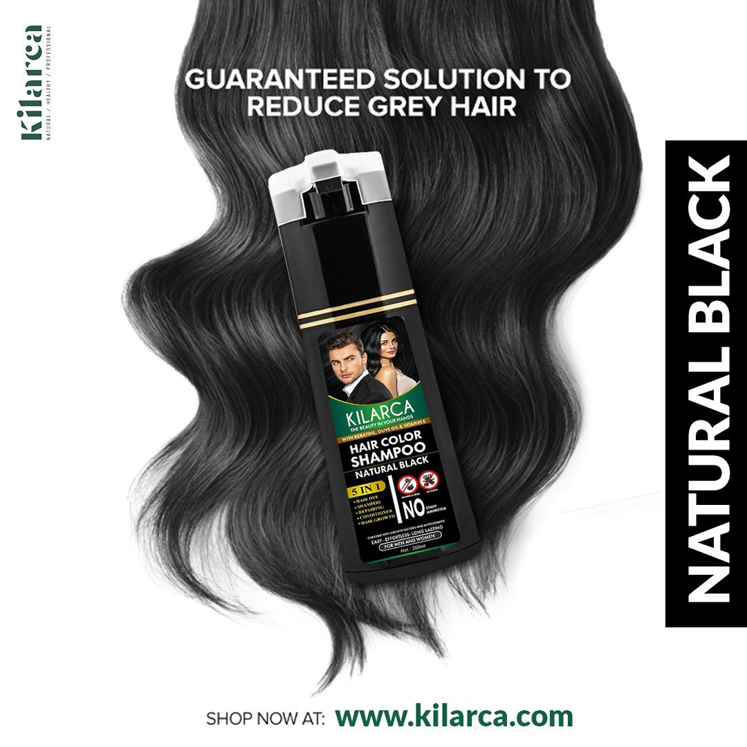 Kilarca 5-in-1 Hair Color Shampoo 200ml – Natural Black
