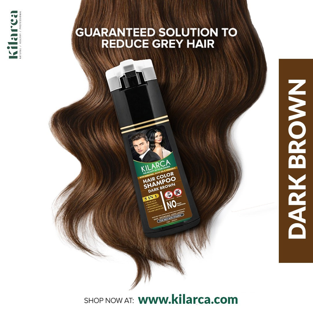 Kilarca 5-in-1 Hair Color Shampoo 200ml – Dark Brown