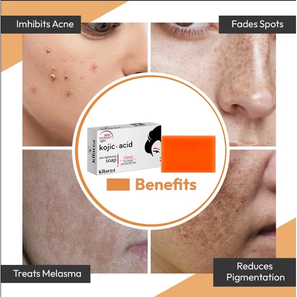 Kilarca Kojic Acid Skin Lightening Soap – Quick Whitening & Pigmentation Removal (120g)